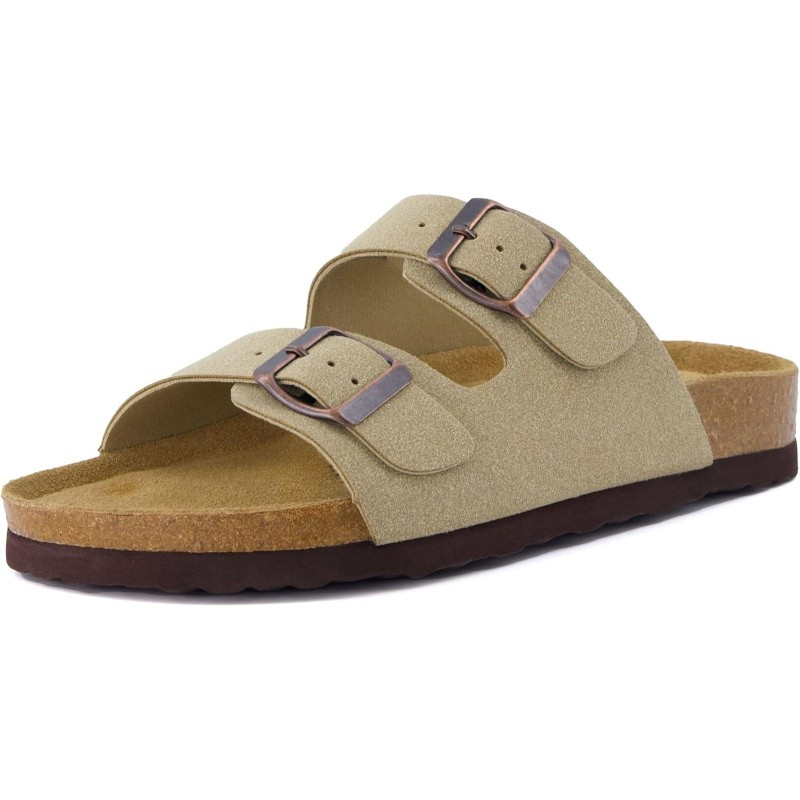 Double-Strap Adjustable Cork Footbed Sandals With EVA Outsole