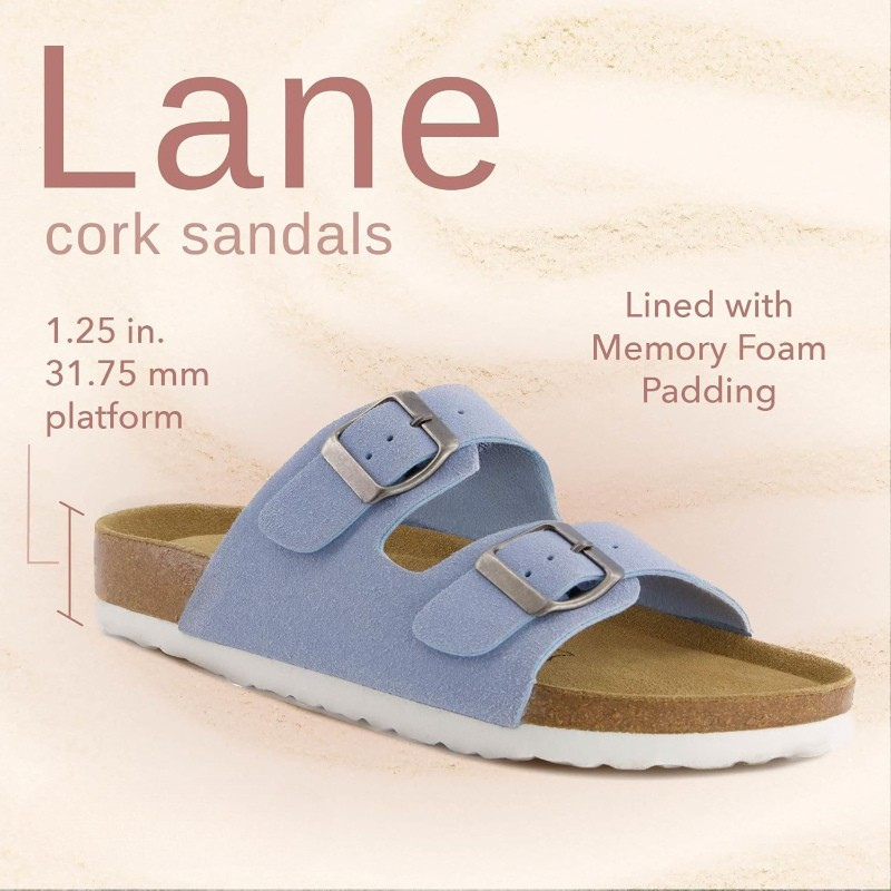 Double-Strap Adjustable Cork Footbed Sandals With EVA Outsole
