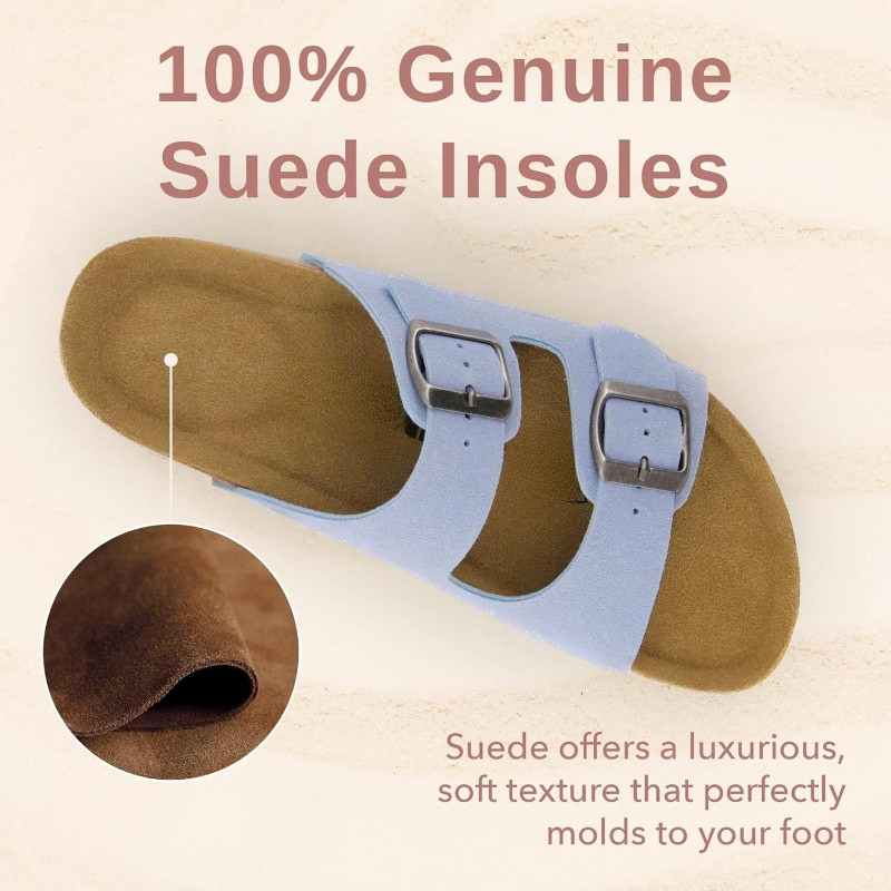 Double-Strap Adjustable Cork Footbed Sandals With EVA Outsole