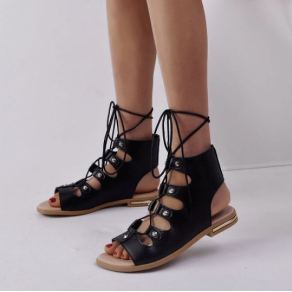 Female Peep Toe Cross-Tied Sandals