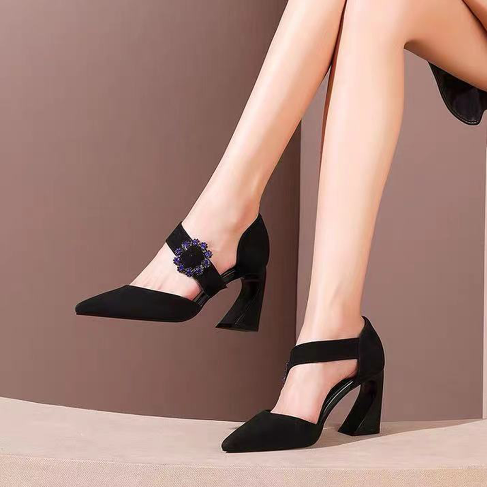 Women Silk Pointed Toe Heels