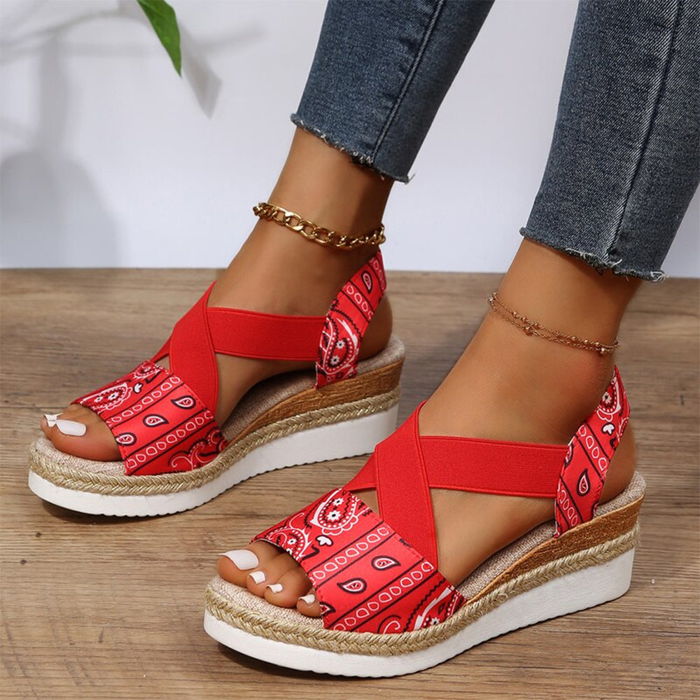 Printing Design Platform Wedge Sandals