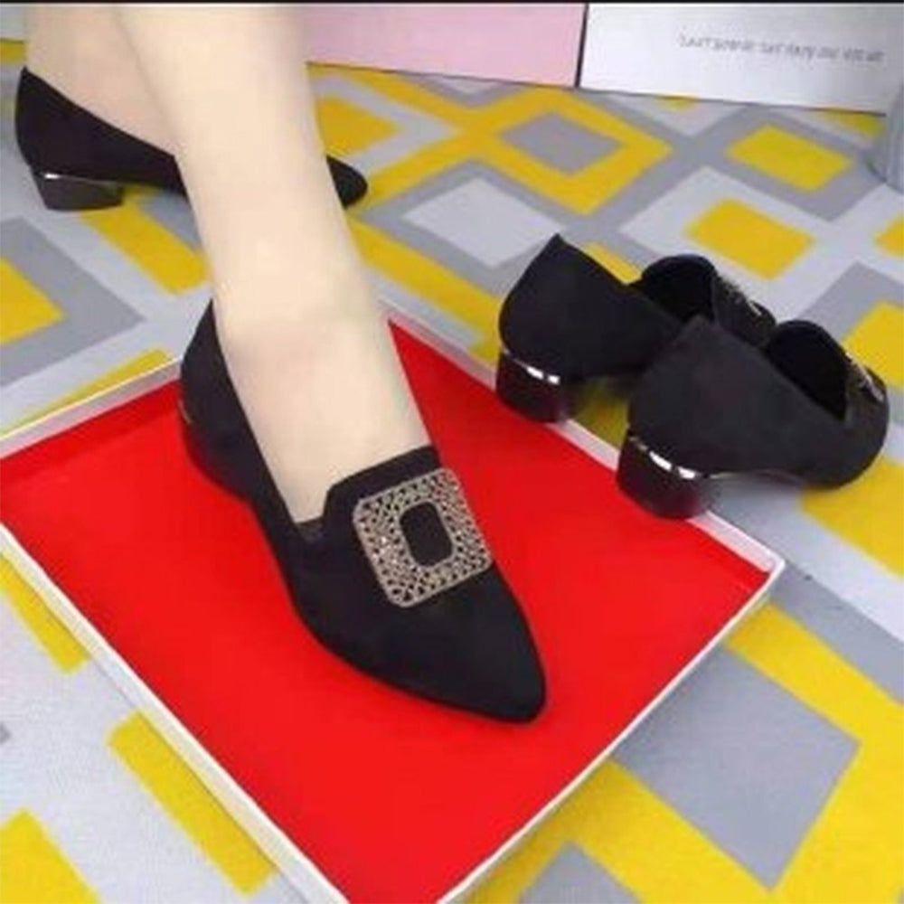 Rhinestone Shallow Pointed Toe Flat