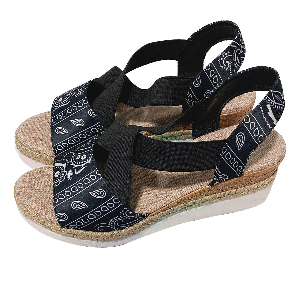 Printing Design Platform Wedge Sandals