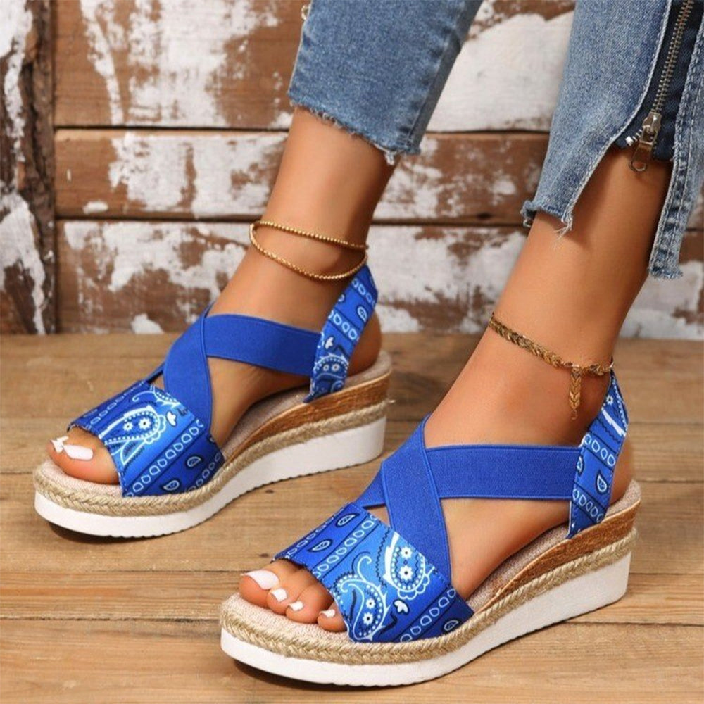 Printing Design Platform Wedge Sandals