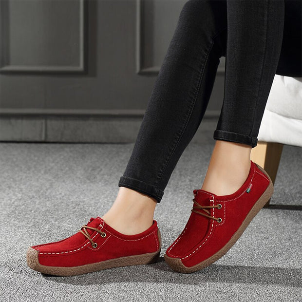 Women's Leather Flats Sneakers