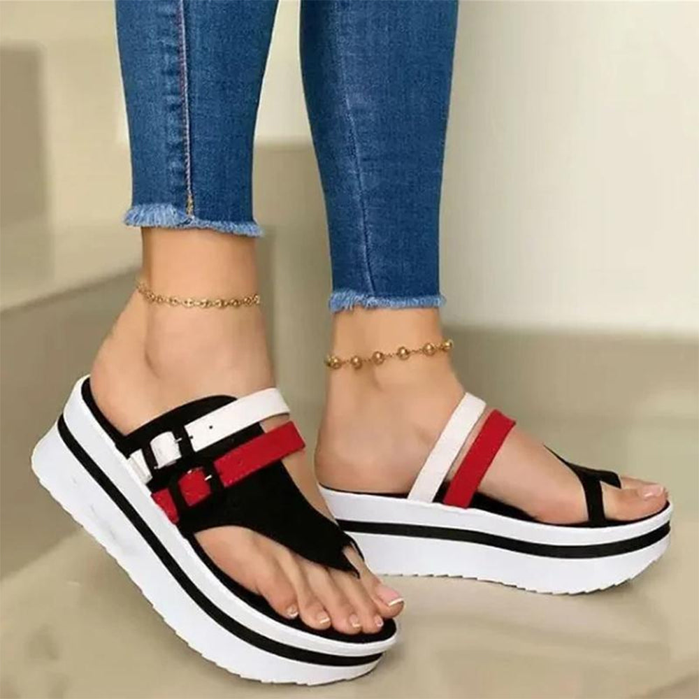 Ladies Mixed Colors Buckle Sandals