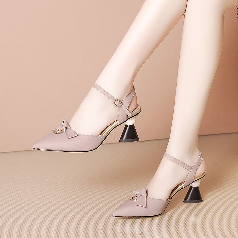 Pointed Hollow Baotou High Heels