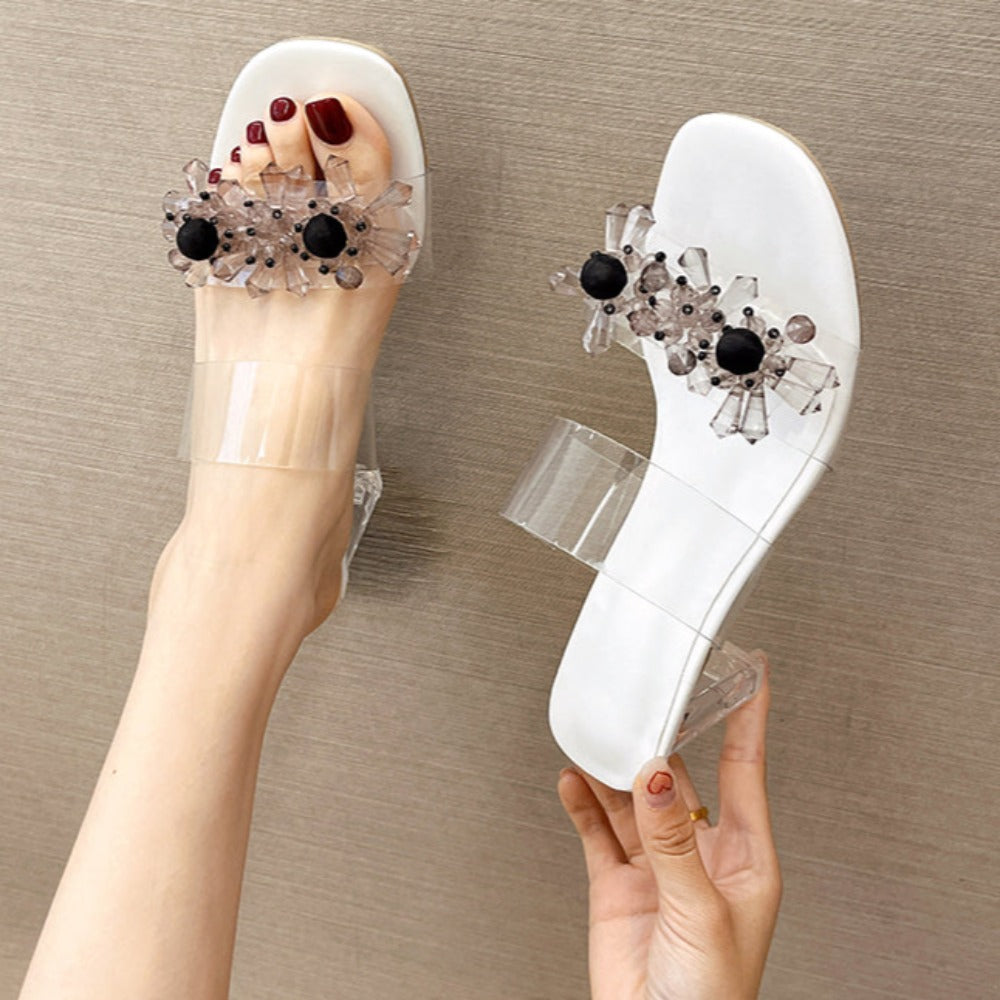 Fashion Transparent Flower High Heels