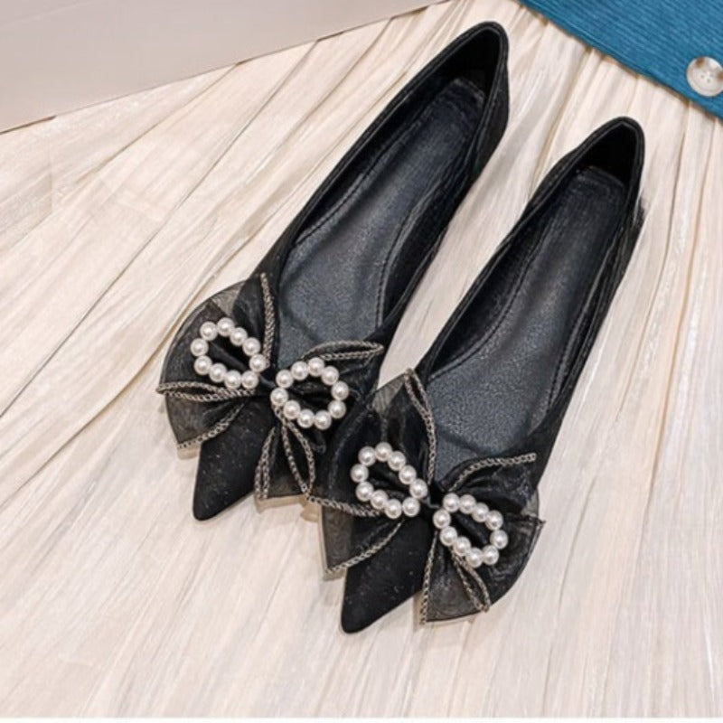 High Heels Pointed Bow With Rhinestone Banquet