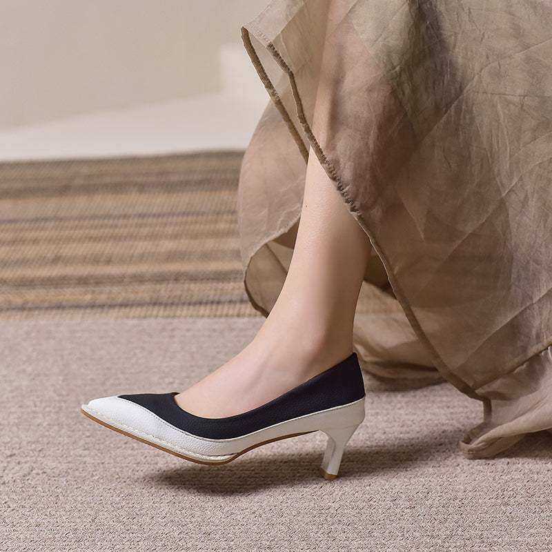 Toe Thin Heels Stitched Office