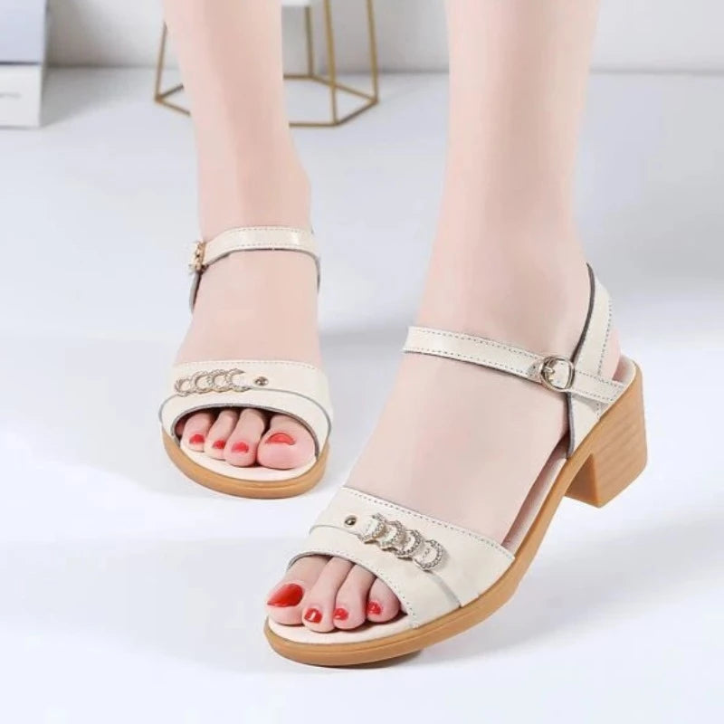 Mid Heel Flat Casual Sandals