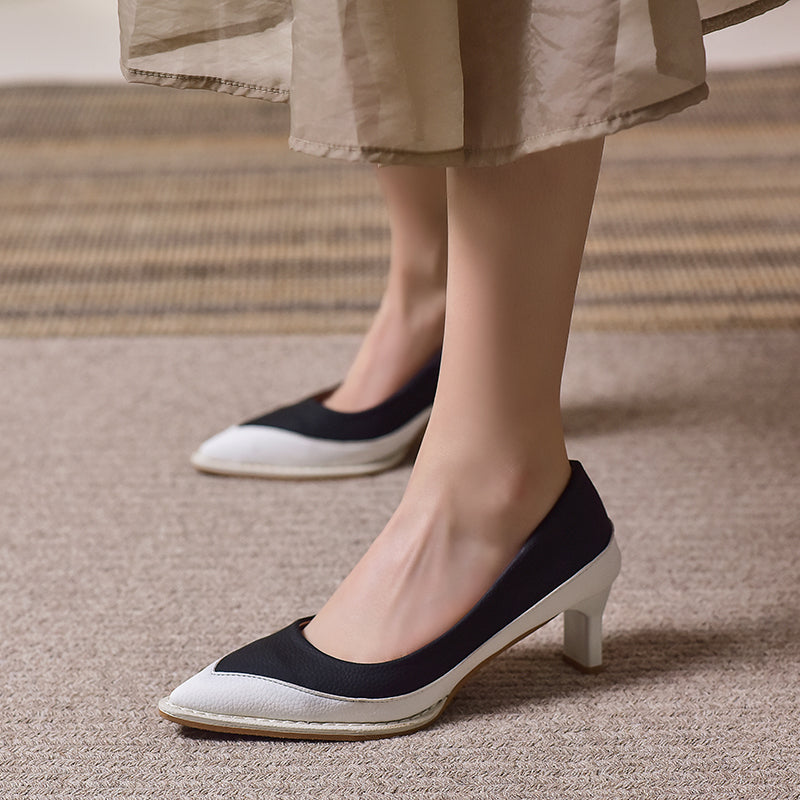 Toe Thin Heels Stitched Office