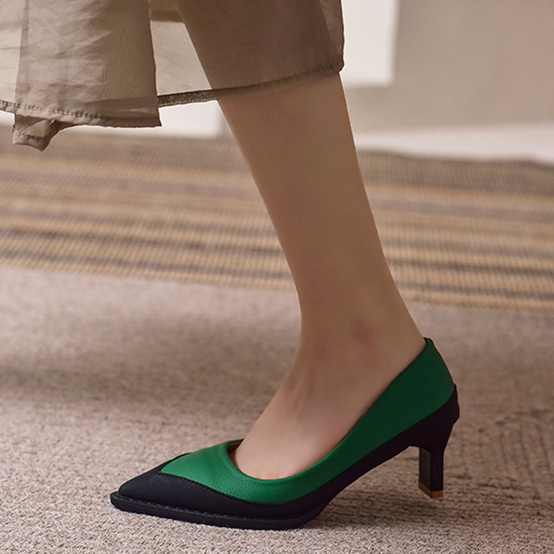 Toe Thin Heels Stitched Office