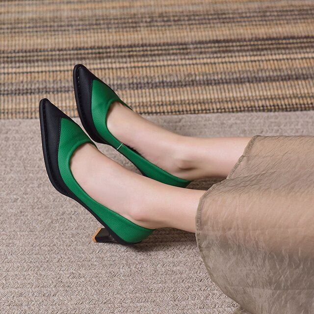 Toe Thin Heels Stitched Office