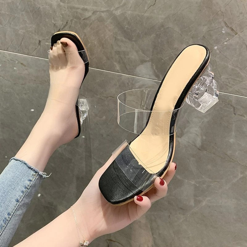 Heels Shoes Woman Transparent Sandals