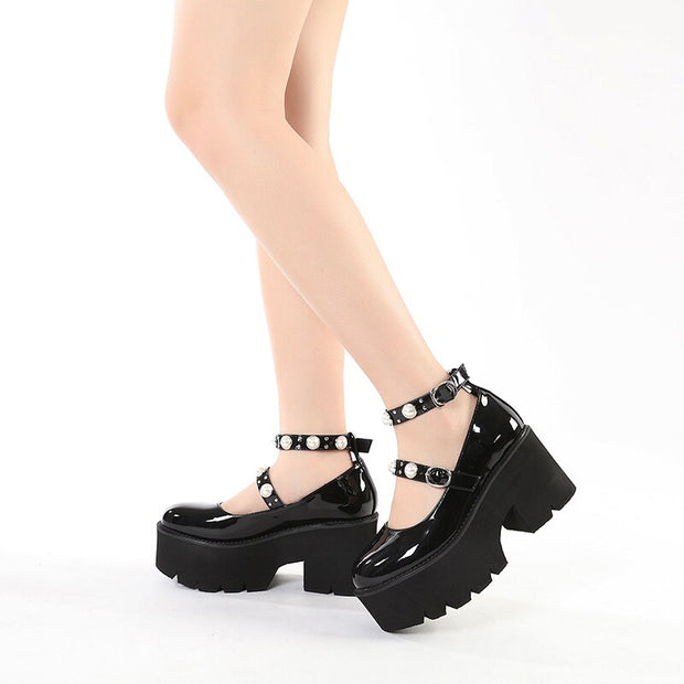 Waterproof Platform College Student High Heels