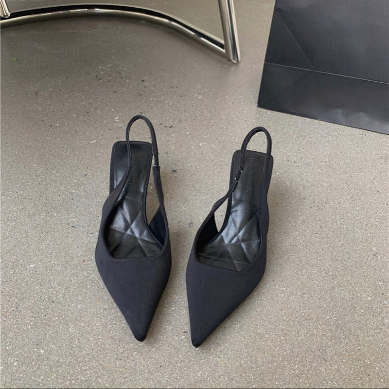 Kitten Heel Satin Heel Shoes