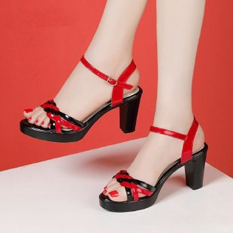 Real Soft Leather Mesh Hollow Sandals