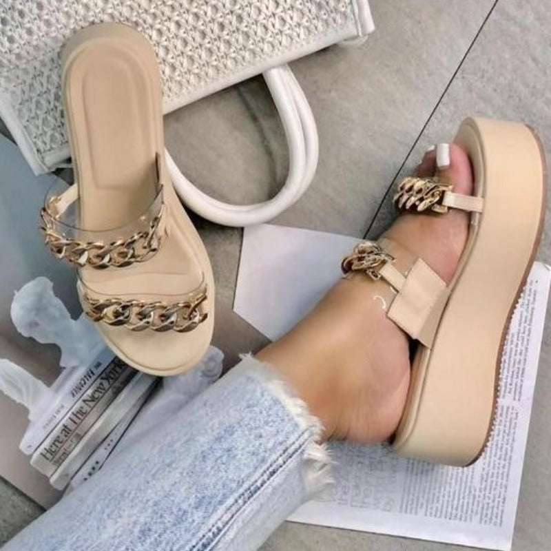 Chain Soft Bottom Wedge Sandals