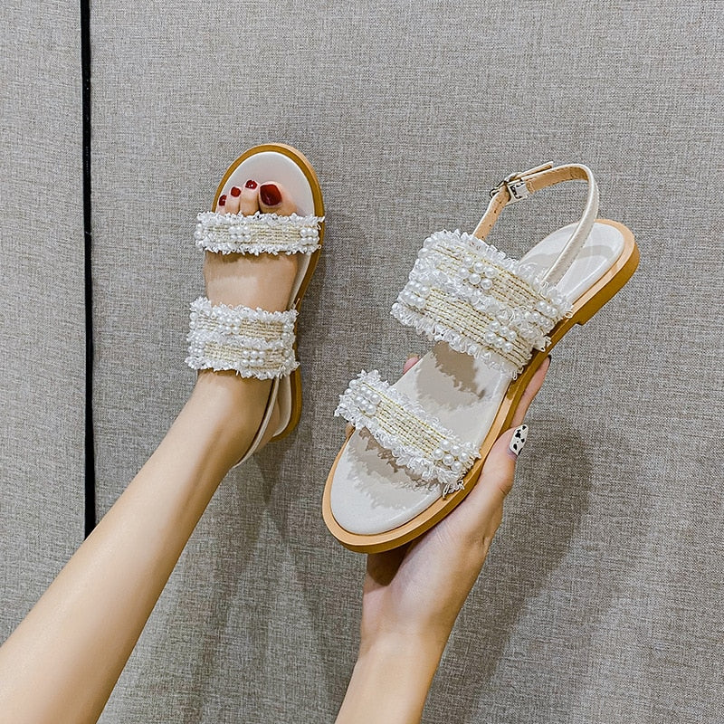 Fashion Beaded Design Ladies Casual Slippers