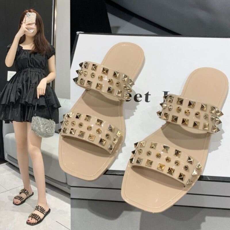 Ladies Rivet Flat Slippers