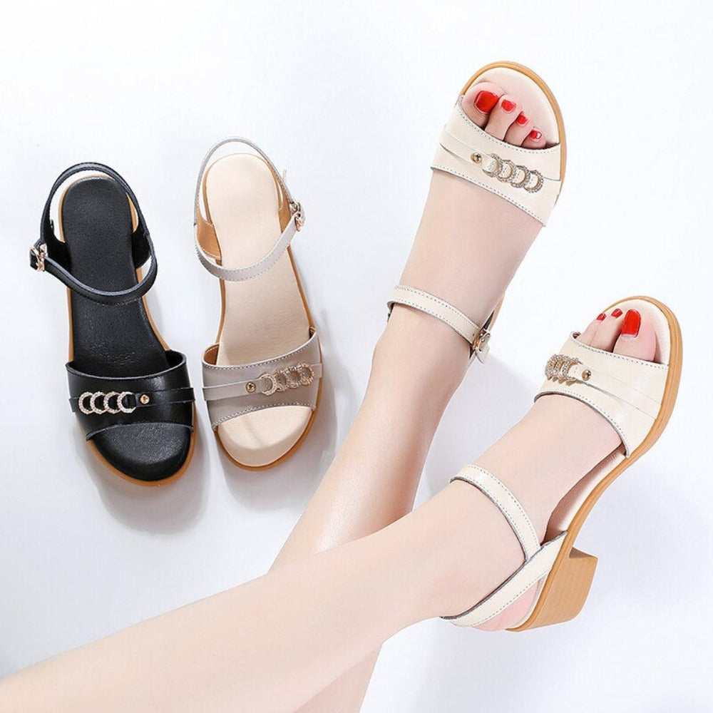 Mid Heel Flat Casual Sandals