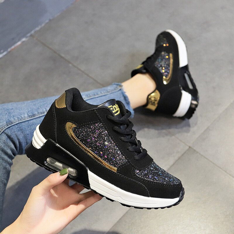 Women's Wedges Sequins Shake Sneakers