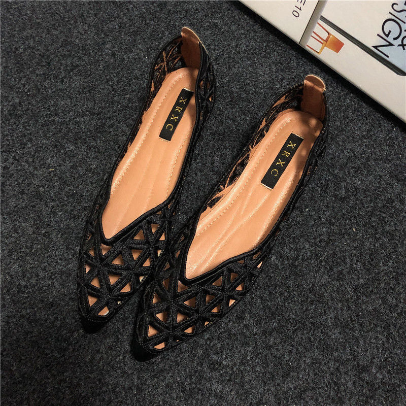 Pointed Toe Perforated Women's Shoes