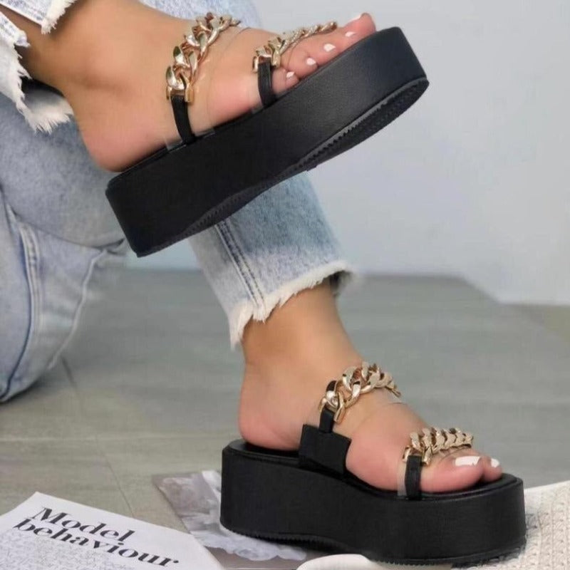 Chain Soft Bottom Wedge Sandals