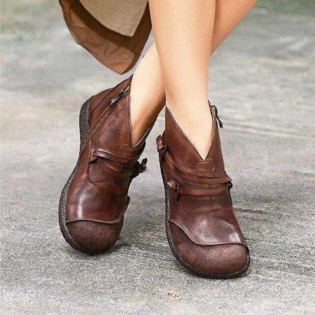 Side Zipper Comfortable Flat Heel Boots