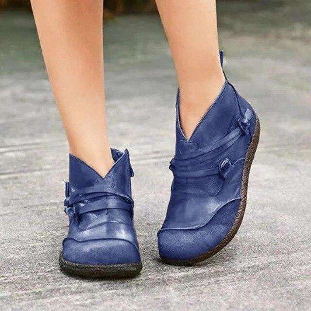 Side Zipper Comfortable Flat Heel Boots