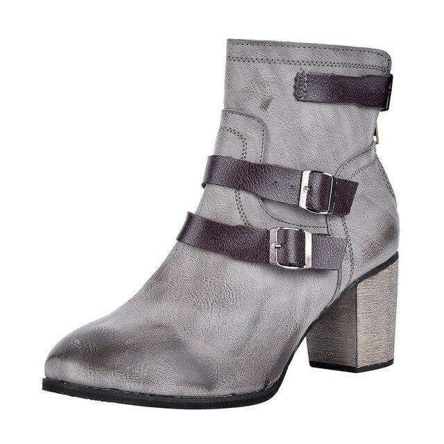 Rivet Buckle Short Boots