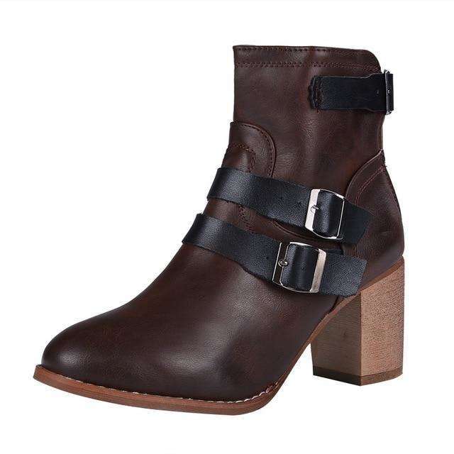 Rivet Buckle Short Boots