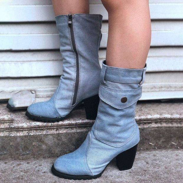 Denim Cowboy Style - Woman Fashion Spring Boots