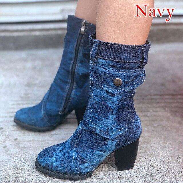 Denim Cowboy Style - Woman Fashion Spring Boots – Shoe Me Honey