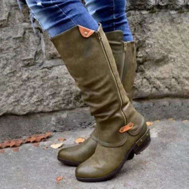 Side Zipper Knee-High - Woman Fashion Winter Boots