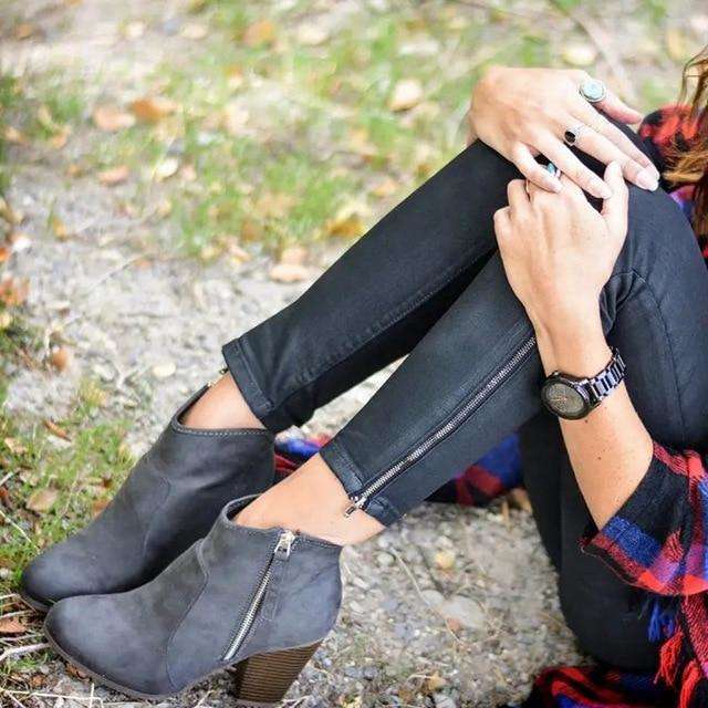 Pointed Low Heel Boots