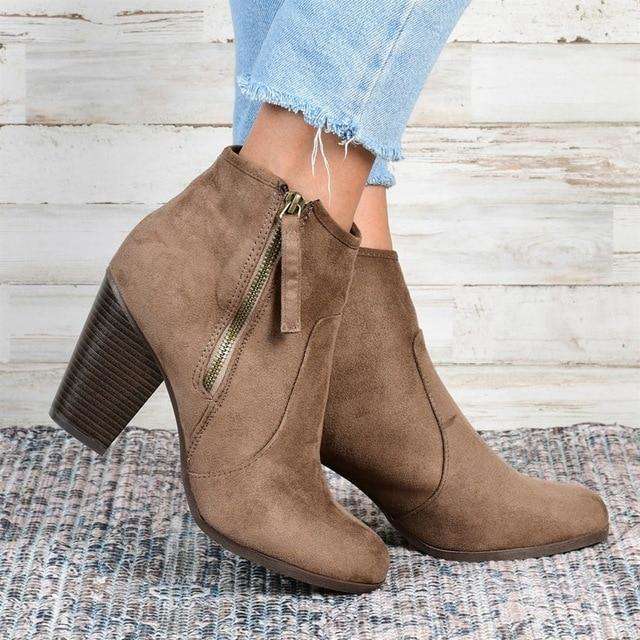 Pointed Low Heel Boots