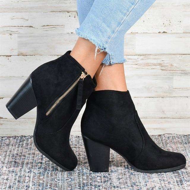 Pointed Low Heel Boots