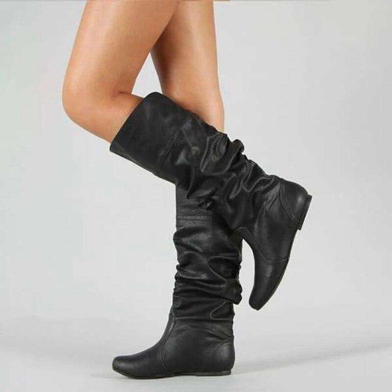 Knee Length Leather Boots