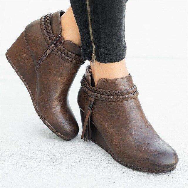 Round Head Wedges Bottom Woman Spring Boots