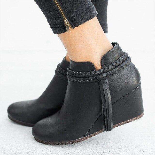 Round Head Wedges Bottom Woman Spring Boots