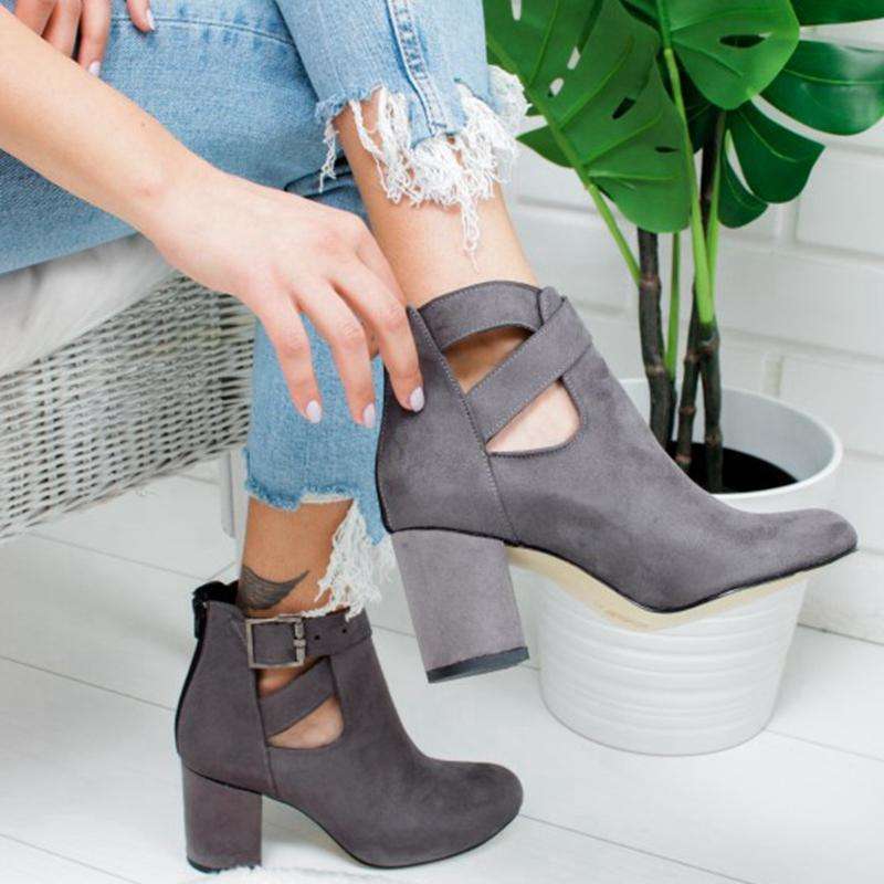 Pointed Toe Square Heel Ladies Fashion Boots