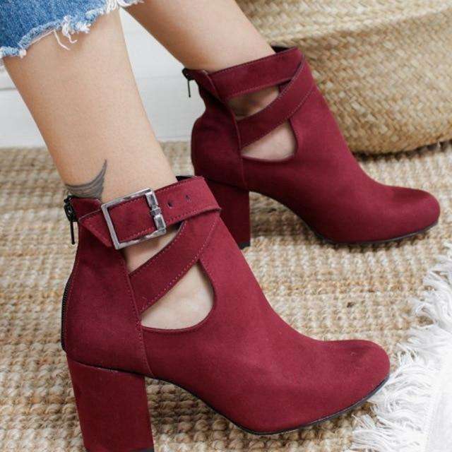 Pointed Toe Square Heel Ladies Fashion Boots