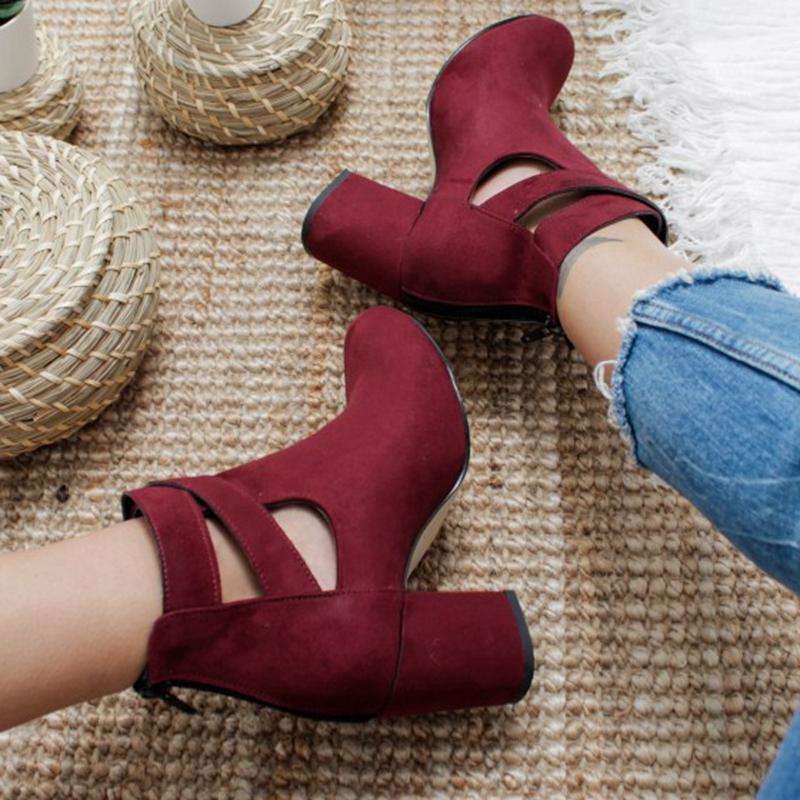 Pointed Toe Square Heel Ladies Fashion Boots