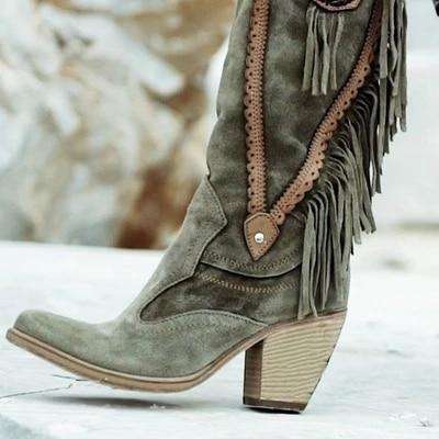 Vintage Style Mid Tube High Heels Boots