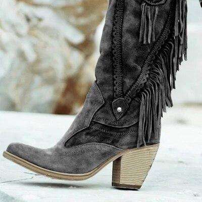 Vintage Style Mid Tube High Heels Boots