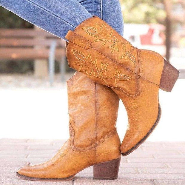 Classic Embroidered Western Cowgirl Boots