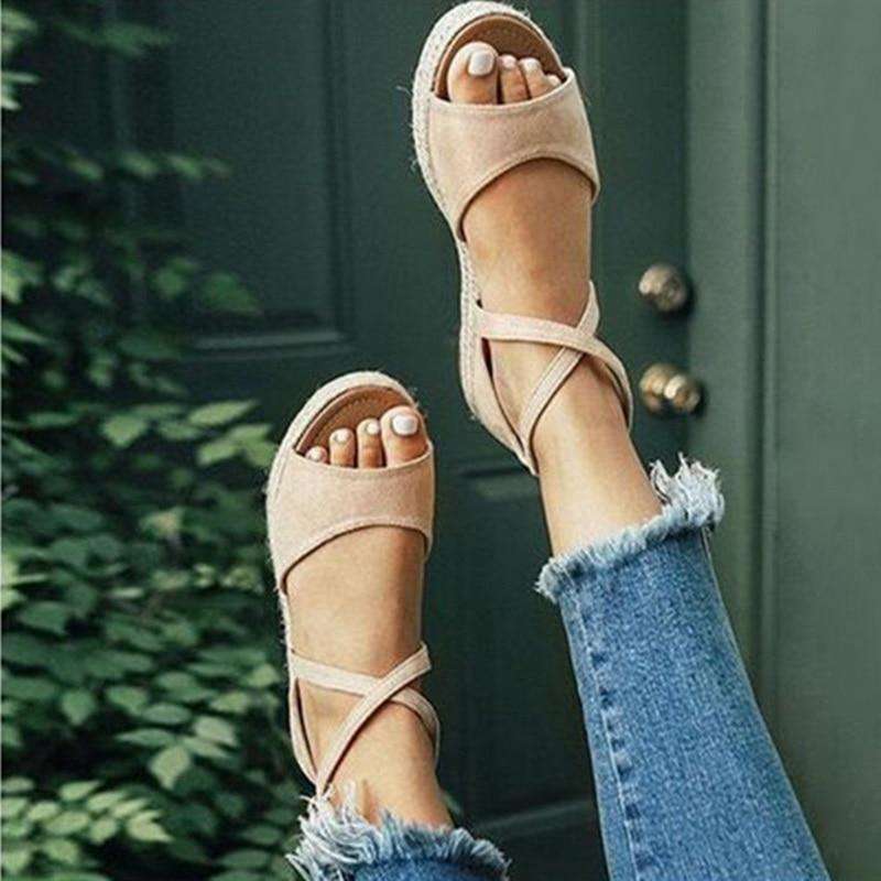 Peep Toe Design Roman Woman Flat Sandals